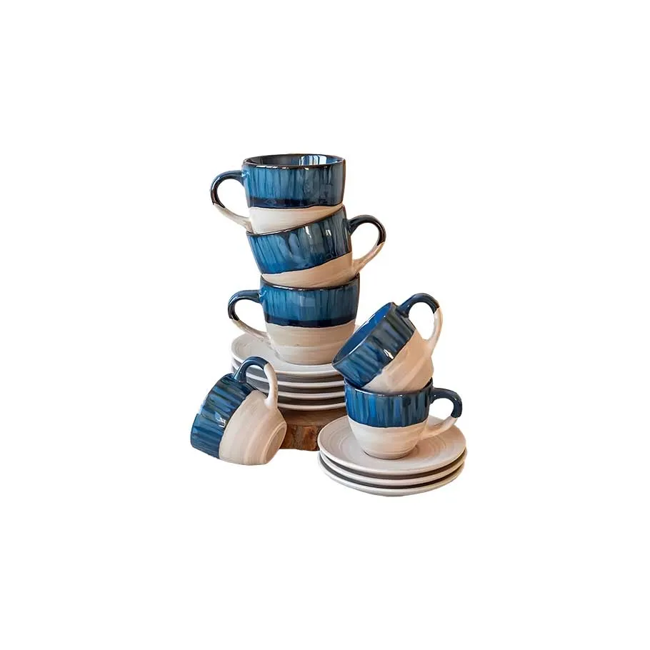 Set de tazas y platos de cerámica 12 piezas