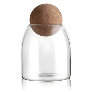 Tarro de vidrio cilíndrico con tapa