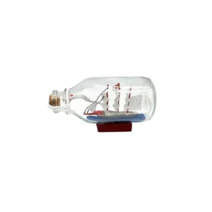 Adorno de botella con velero de madera