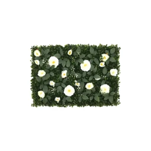 Césped con flores artificiales